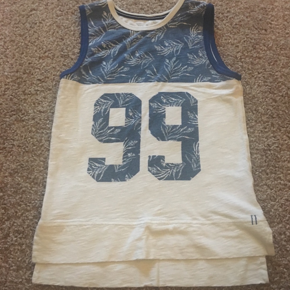 Art Class Blue White Palm Tank Top